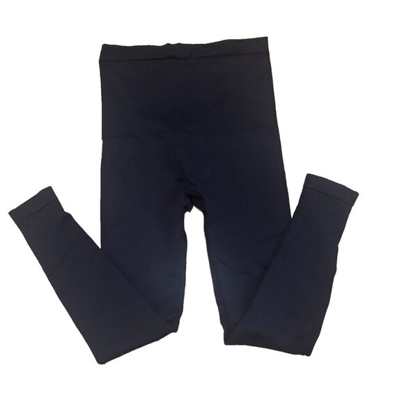 SPANX Look At Me Now Seamless Leggings Women's M Black Ribbed Shaping High Rise - Picture 2 of 3